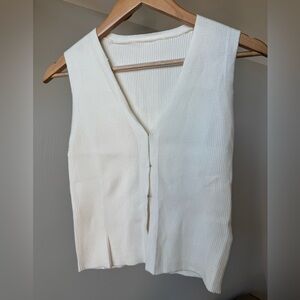 White, knit ribbed tank